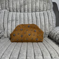 New Brown Studded Clutch Bag Chain