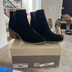 Black Suede Leather Women Bootie