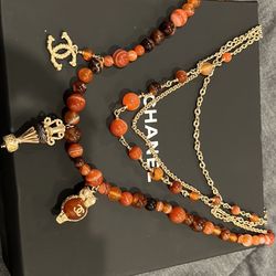 Genuine Chanel Bead Necklace With Charms  A18-C