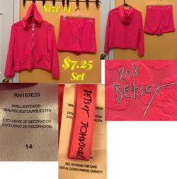 Girls Betsey Johnson Hoodie and short set size 14