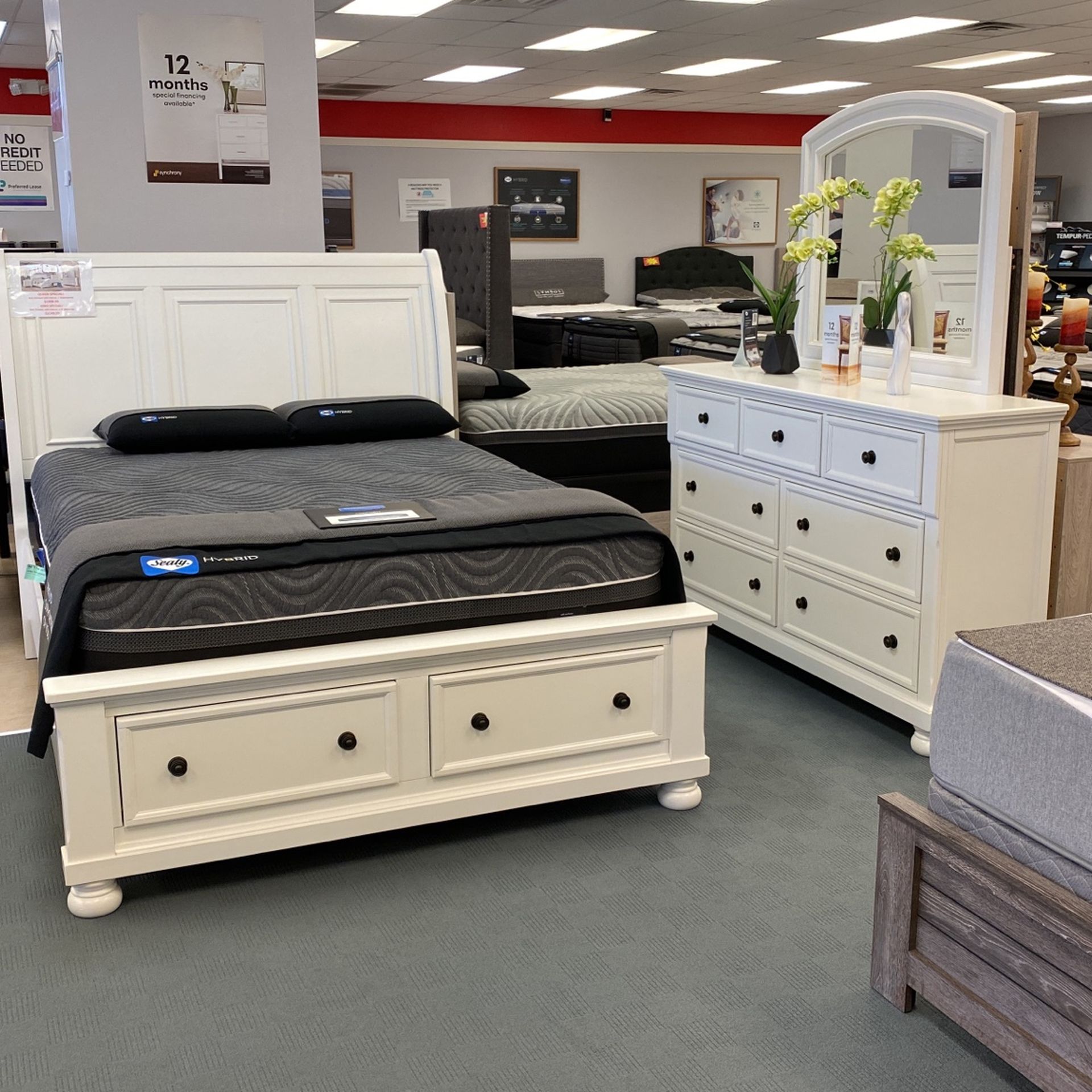Queen Platform Bed Sale - Black Or White Available