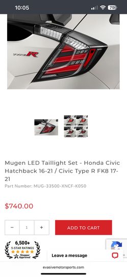 Mugen Honda Civic Type R Hatchback Tail Lights FK8 