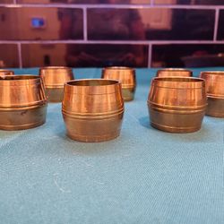 Vintage Solid Brass Barrel Napkin Rings 