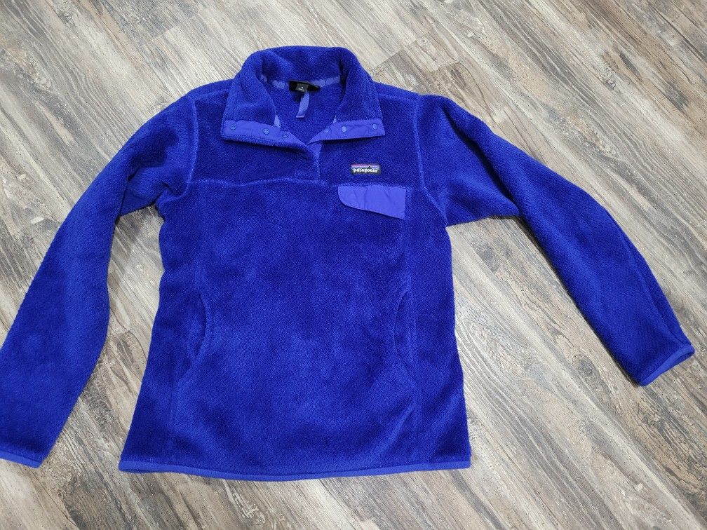 Patagonia Re Tool Half Snap Pullover Womens Royal Blue Fleece Pockets