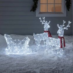 Reindeer & Sleigh Acrylic Christmas Light Figures