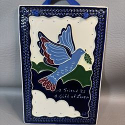 Vintage 1988 J Duban Designs Dove Wall Hanging Tile Plaque Friendship Decor 8X5