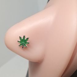 Green Leaf Nose Piercing 