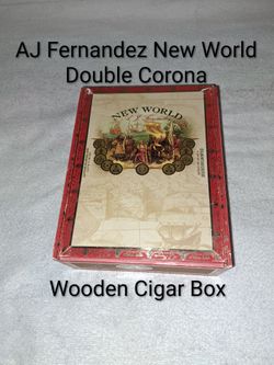 AJ Fernandez New World Double Corona Wooden Cigar Box In Excellent New Condition