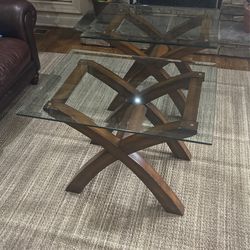 2 Side Tables - Glass Tops