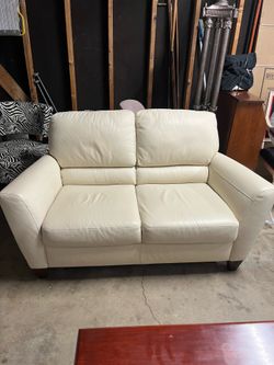 Leather cream loveseat