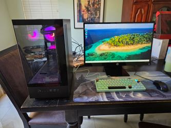 Gaming PC setup with Monitor Mouse and KB Xenon 14 Core 16GB RAM RX580 8GB 256GB NVME 3TB HDD