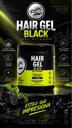 Rolda Black Hair Styling Gel – Gel Fijador Negro con Carbón Activado