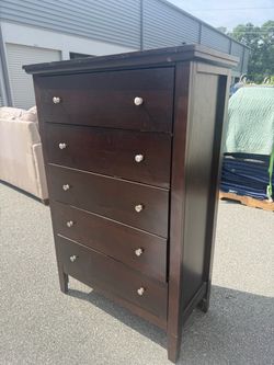 Dark Brown 5-Drawer Tall Dresser