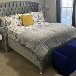TALL HEADBOARD bed - Gray, BLACK Or WHITE