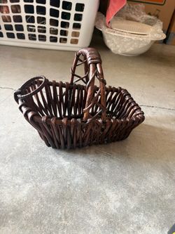 Small Dark Brown Wicker Basket with Handle