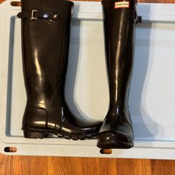 Hunter Long Black Boots Size 7