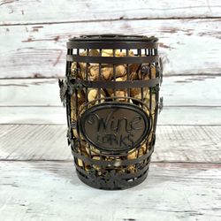 Metal decor Wine barrel court holder.         