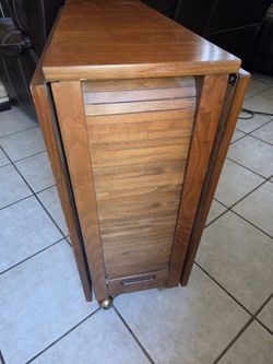 Wooden Drop-Leaf Cabinet on Casters