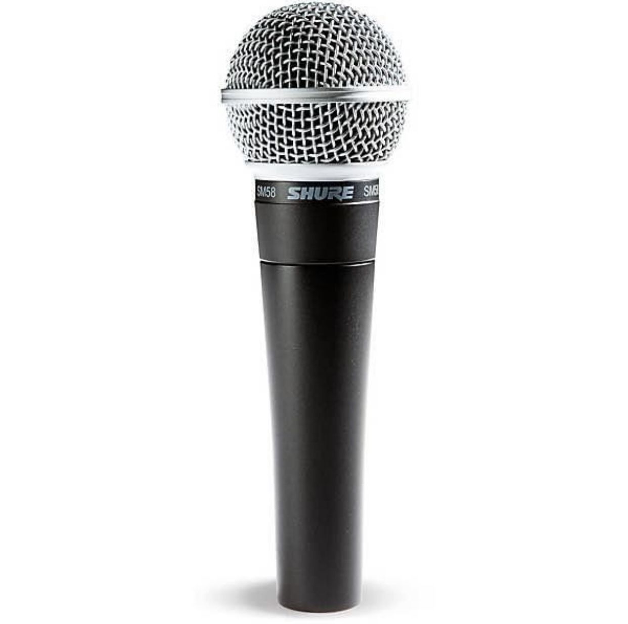 Shure SM58 Cardioid Dynamic Vocal Microphone with Pneumatic Shock Mount, Spherical Mesh Grille with Built-in Pop Filter, A25D Mic Clip, Storage Bag, 3