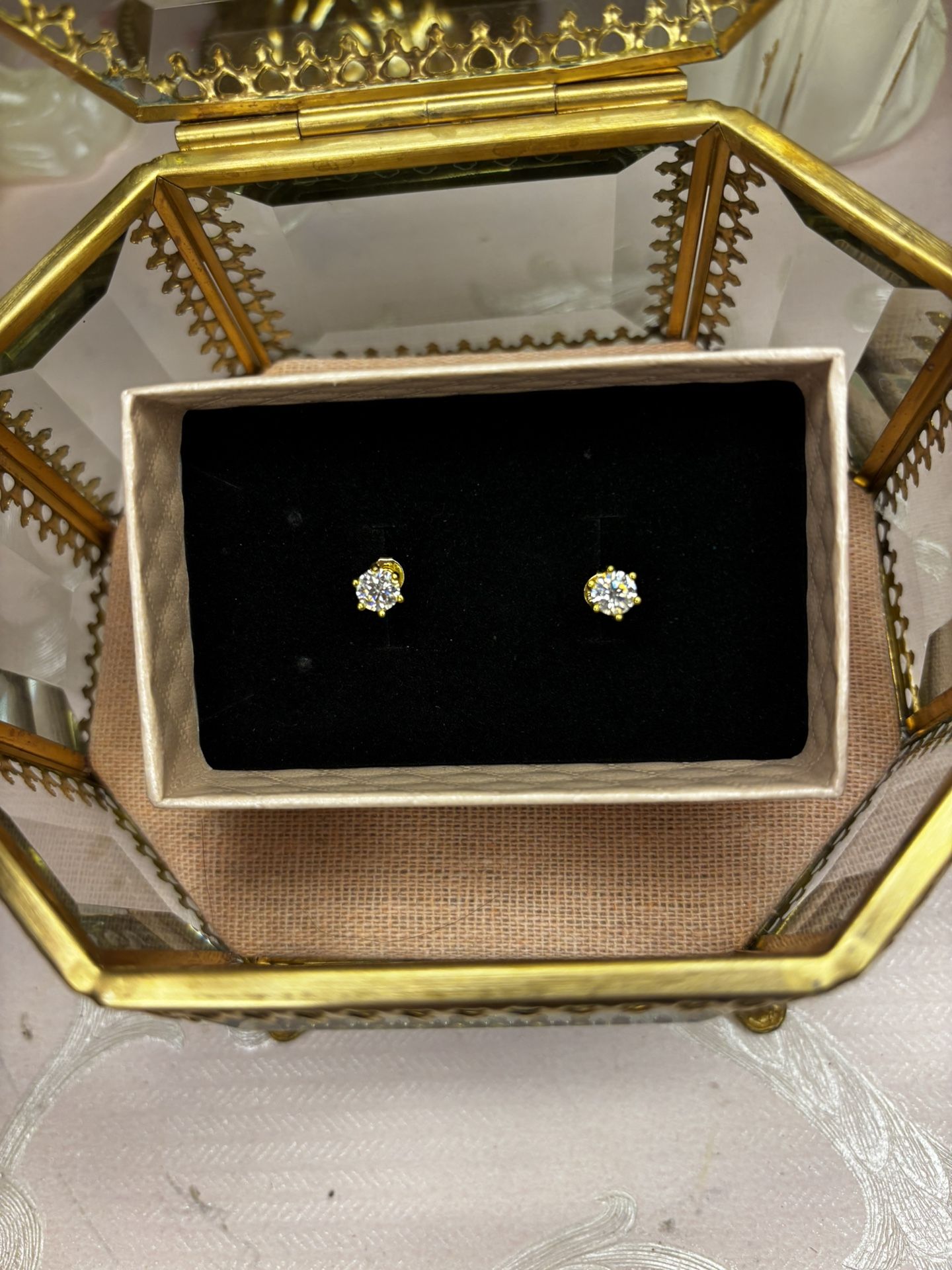 0.5 Ct Gold Moissanite Stud Earrings