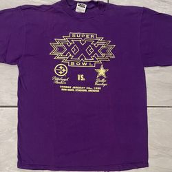 Vtg Super Bowl 30 T-Shirt Sz XL Embossed Gold Steelers Cowboys 1996 Purple New