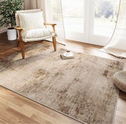 Large Abstract Area Rug neutral washable carpet 8x10
