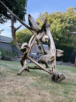 Driftwood Salmon Sculpture