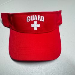 Red + Guard Visor Hat | Professional White Cross Lifeguard Visor Sun Cap for Men & Women