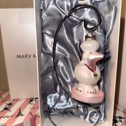 Mary Kay collectors glass pink Poodle Ornament W/ silver stand In Original Box--NEW