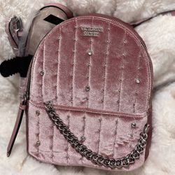 New Victoria Secret Velvet Pink Mini Backpack 