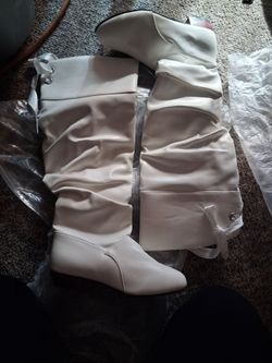 White Knee-High Slouch Boots