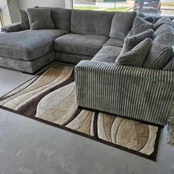 Lindyn Fog 4pc Sectional, Furniture Couch Livingroom Sofa