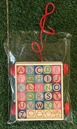 Wooden Blocks with Pull String Wagon