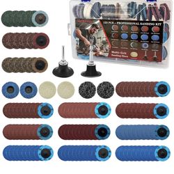 2 Inch Sanding Discs 123 PCS, Quick Change Angle Grinder Attachments, 1/4" Shank for Die Grinder, Drill, Polish, Automotive Surface, Wet/Dry Paint Rus