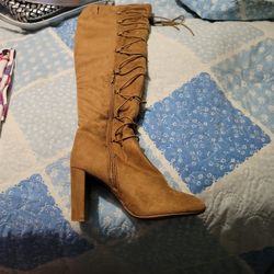 Tan Over The Knee Suede Boots