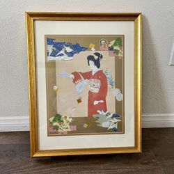 framed japanese woodblock print vintage Depicting Scenes From Japanese Culture