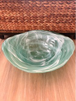 Large Blown Art Naples Glass Bowl