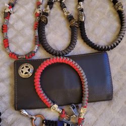 Hand Made Custom Wallet Chains, Bracelets, Necklaces Made With Paracord And Leather 