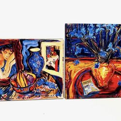 Michelle Kennedy Set of 2 Prints on Ceramic Tiles Wall Hanging