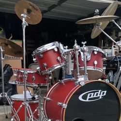 PDP Red 5-Piece Drum Set w/ Cymbals And Hardware