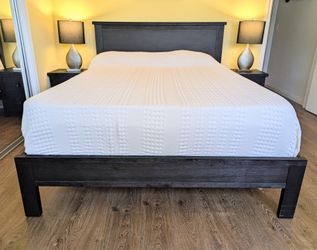 Queen bed frame set - frames , nightstand and mattress