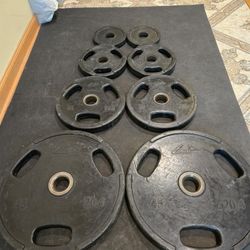 170lb Rubber Coated Olympic Weight Plate Set 