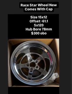 Race Star Wheel New Comes With Cap Size 15x12 Offset -61.1 5x120 Hub Bore 78mm $300 obo