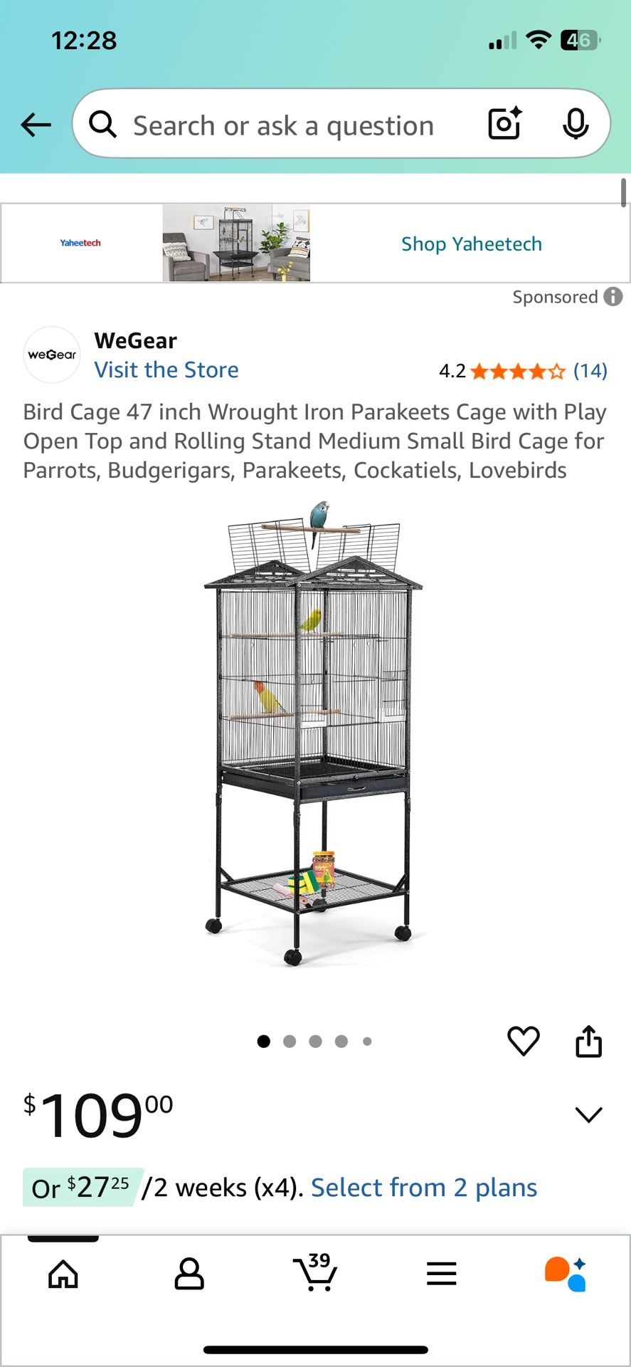 47” Bird Cage