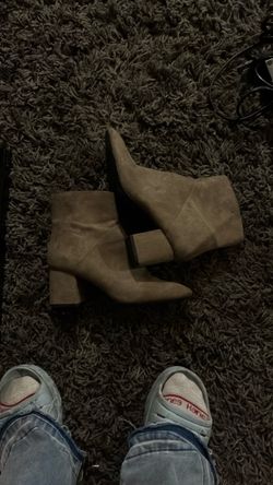 Tan Suede Block Heel Ankle Boots