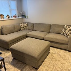 Maycen Fabric Sectional Couch With Ottoman