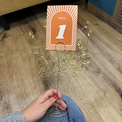 10 gold table number holders (9inches tall)