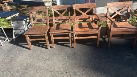 Dining set with chairs and a bench