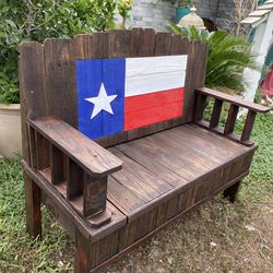 TEXAS FLAG BENCH 4Ft Wide ( All Solid Wood )