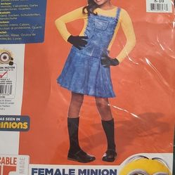 Girl Minion Dress With GLOVE Medium Size 8-10